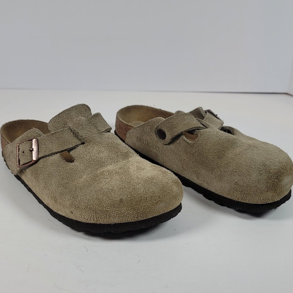 Birkenstock Boston Taupe Suede Clogs Size 38 L7 M5 Made in Germany